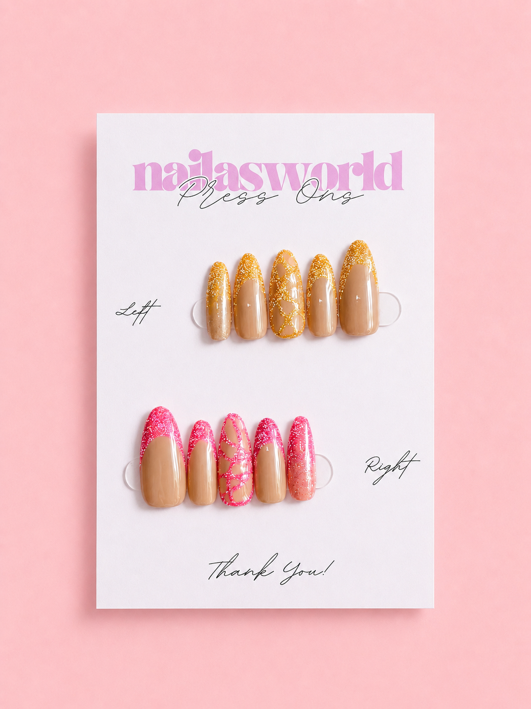 Pink Lemonade - Handmade Press On Nails