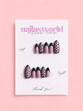 Pink/ Purple Polka Dot French - Handmade Press On Nails