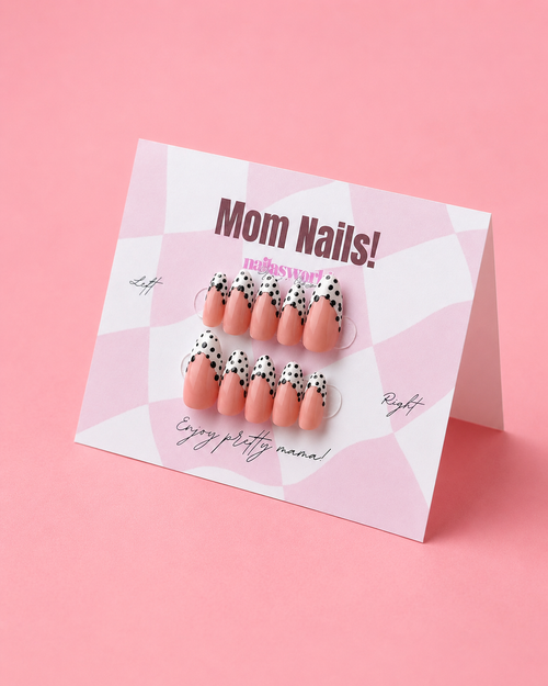 Dalmation French - Handmade Press On Nails