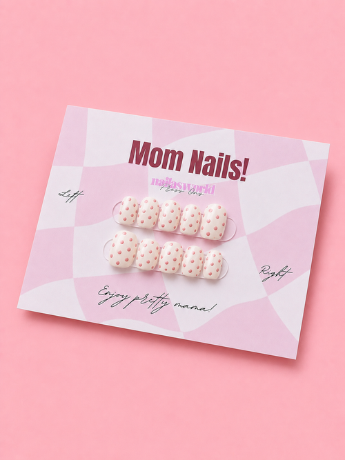 Pink Polka Dot - Handmade Press On Nails